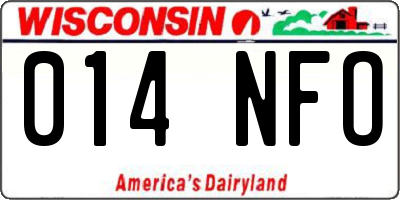 WI license plate 014NFO