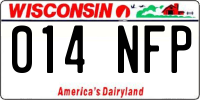 WI license plate 014NFP