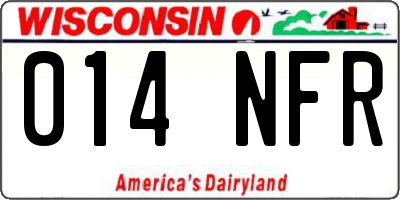 WI license plate 014NFR