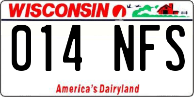 WI license plate 014NFS