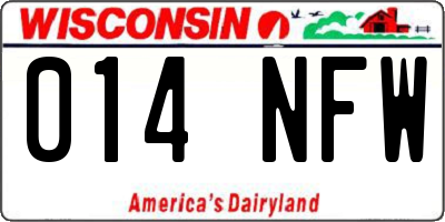 WI license plate 014NFW