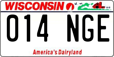 WI license plate 014NGE
