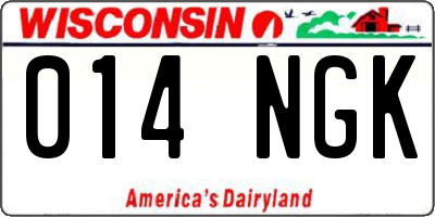 WI license plate 014NGK