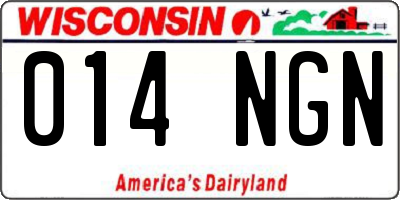 WI license plate 014NGN