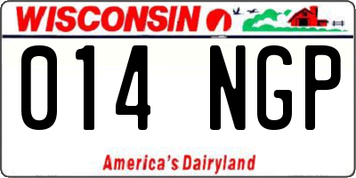 WI license plate 014NGP