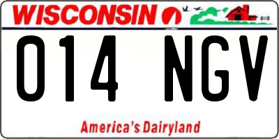 WI license plate 014NGV