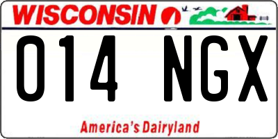 WI license plate 014NGX