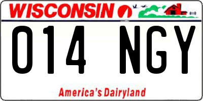 WI license plate 014NGY