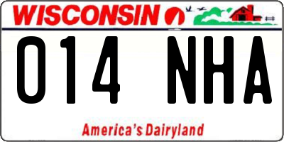 WI license plate 014NHA
