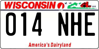 WI license plate 014NHE