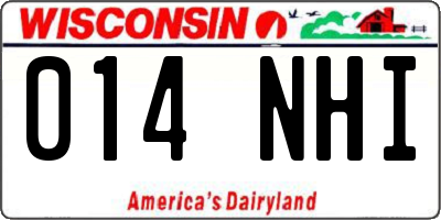WI license plate 014NHI