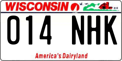 WI license plate 014NHK