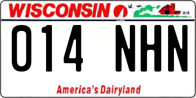 WI license plate 014NHN