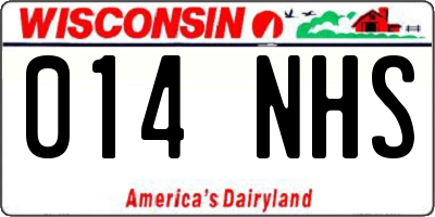 WI license plate 014NHS