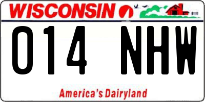 WI license plate 014NHW