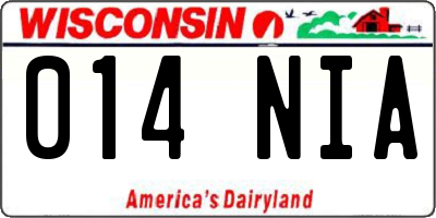 WI license plate 014NIA