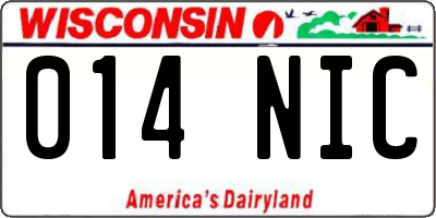 WI license plate 014NIC