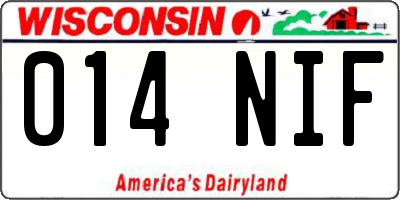 WI license plate 014NIF