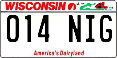 WI license plate 014NIG
