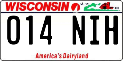 WI license plate 014NIH