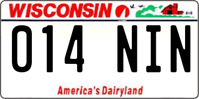 WI license plate 014NIN