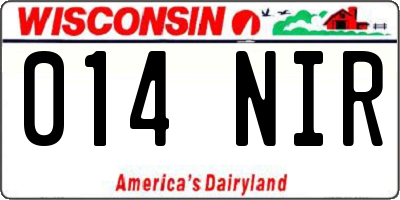 WI license plate 014NIR
