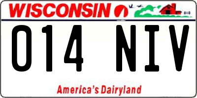 WI license plate 014NIV
