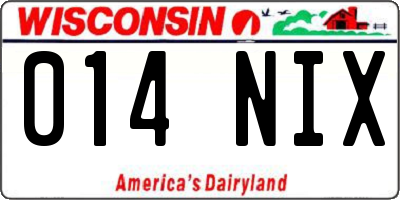 WI license plate 014NIX