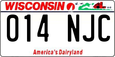 WI license plate 014NJC