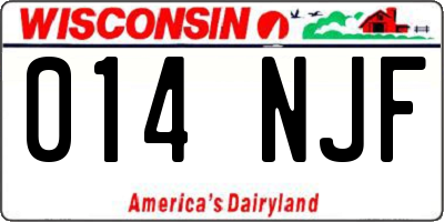 WI license plate 014NJF