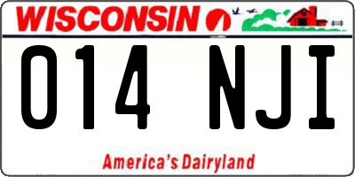 WI license plate 014NJI