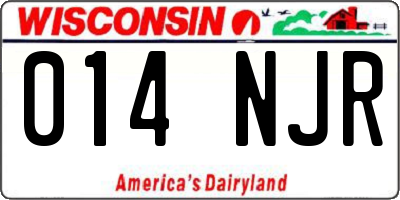 WI license plate 014NJR