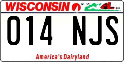 WI license plate 014NJS