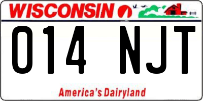 WI license plate 014NJT