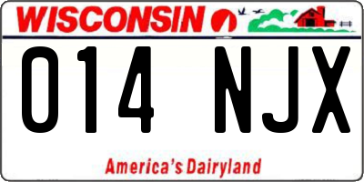 WI license plate 014NJX