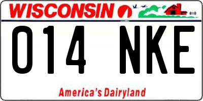 WI license plate 014NKE