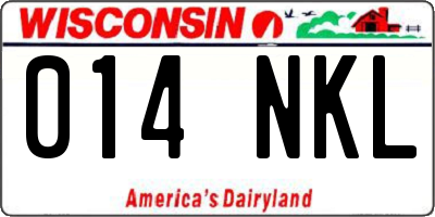 WI license plate 014NKL