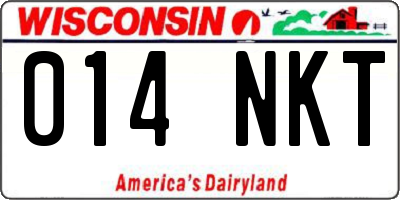 WI license plate 014NKT