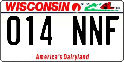 WI license plate 014NNF