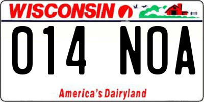 WI license plate 014NOA