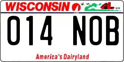 WI license plate 014NOB