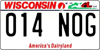WI license plate 014NOG