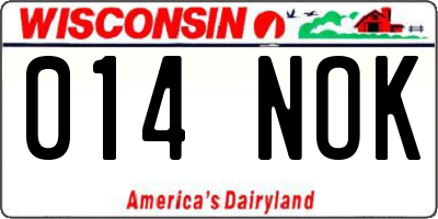 WI license plate 014NOK