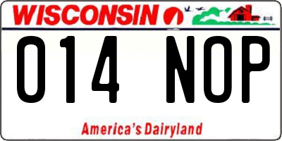 WI license plate 014NOP