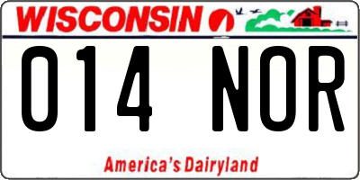 WI license plate 014NOR