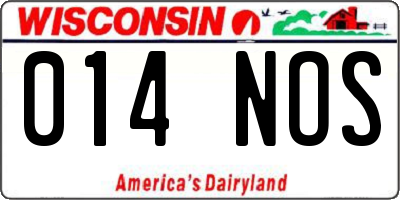 WI license plate 014NOS