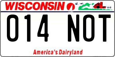 WI license plate 014NOT