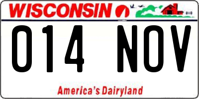 WI license plate 014NOV