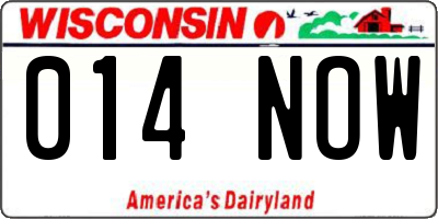 WI license plate 014NOW