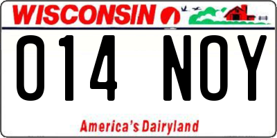 WI license plate 014NOY